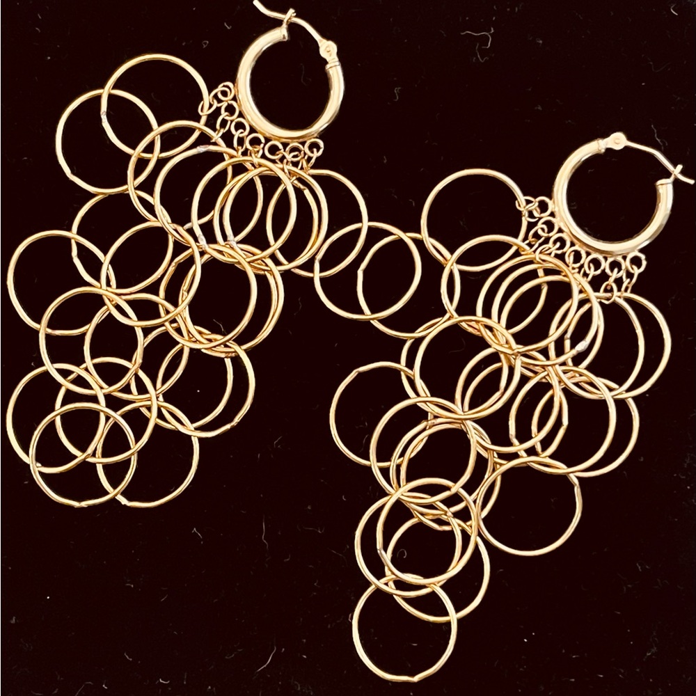 Intricate 14k Gold Earrings with Cascading Design
